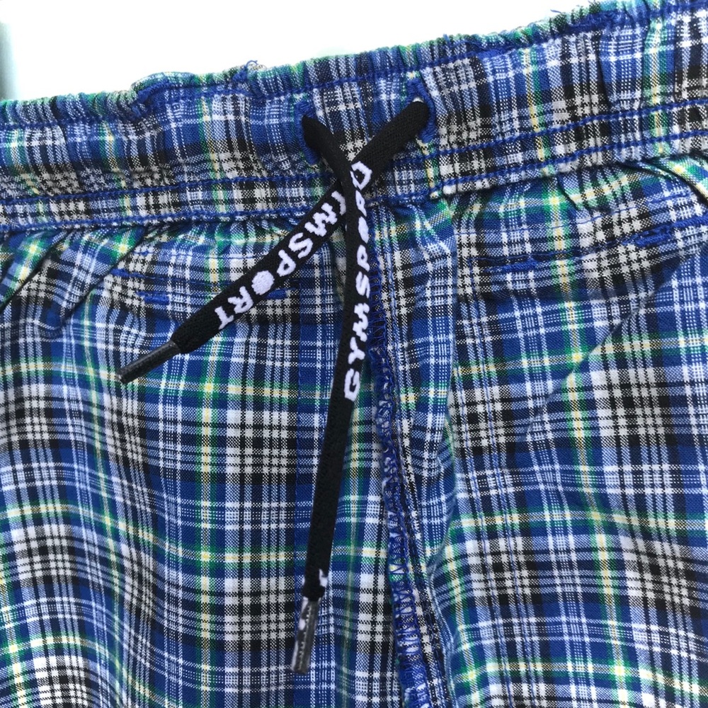 NWT Gymsport Gymboree Kids Blue White Green Plaid Stripe Surf Shorts - Picture 6 of 11